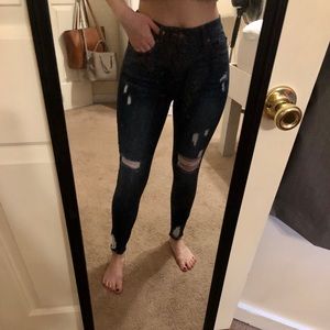 Dark jeggings with rips (size 5)